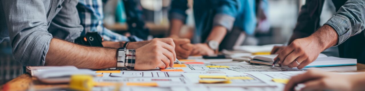 Frau stützt sich auf zwei Aktenordner